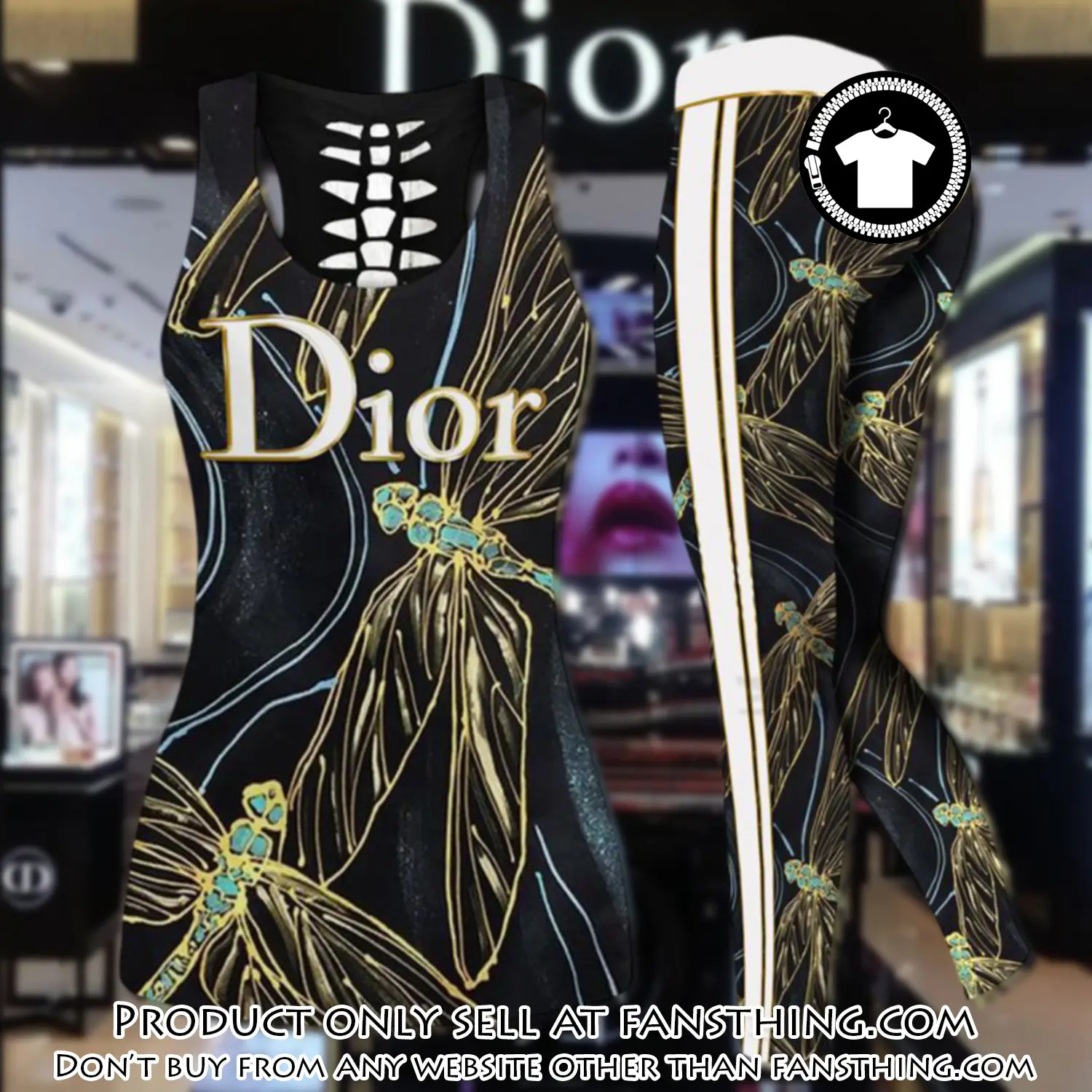 Dior dragonfly tank top leggings set luxury brand for women yoga gym fst5909319